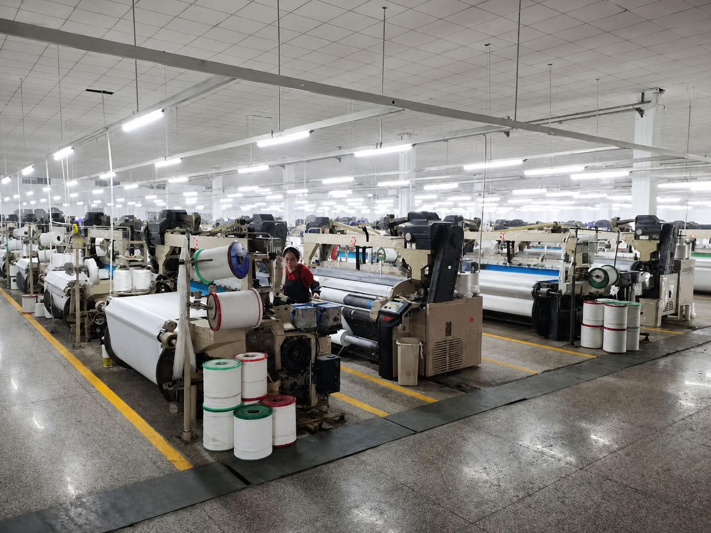 Weaving machinery in operation at the Shengze production floor